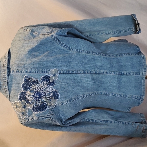 Department of Peace Denim Blazer SZ LG - Picture 6 of 8